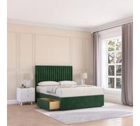 Sloomy 5Ft Manhattan Divan Bed Base Emerald Plush ,no Drawers & 26" Struts Headboard - King