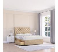 Sloomy 5Ft Mayfair Divan Bed Base Almond Coinston ,4 Drawers & 54" Floor Standing Headboard - King