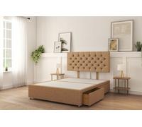 Sloomy 5Ft Mayfair Divan Bed Base Latte Dumfries ,2 Drawers & 26" Struts Headboard - King