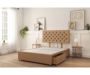 Sloomy 5Ft Mayfair Divan Bed Base Latte Dumfries ,2 Drawers & 26" Struts Headboard - King
