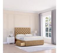 Sloomy 5Ft Mayfair Divan Bed Base Latte Dumfries ,4 Drawers & 26" Struts Headboard - King