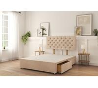 Sloomy 5Ft Mayfair Divan Bed Base Sand Naples ,4 Drawers & 26" Struts Headboard - King