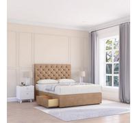 Sloomy 5Ft Mayfair Divan Bed Base Sand Naples ,no Drawers & 26" Struts Headboard - King
