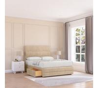 Sloomy 5Ft Monaco Divan Bed Base Almond Coinston ,2 Drawers, 12" Footboard & 54" Floor Standing Headboard - King