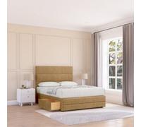 Sloomy 5Ft Monaco Divan Bed Base Mink Plush ,4 Drawers, 12" Footboard & 54" Floor Standing Headboard - King