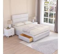 Sloomy 5Ft Monaco Divan Bed Base Silver Plush ,no Drawers, 12" Footboard & 54" Floor Standing Headboard - King