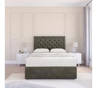 Sloomy 5Ft Montana Dumfries Pewter Memory Foam Bed Set With 2 Drawers, Mattress & 26" Headboard - King