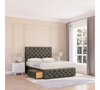 Sloomy 5Ft Watson Divan Bed Base Pewter Dumfries ,2 Drawers, 12" Footboard & 54" Floor Standing Headboard - King