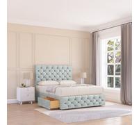 Sloomy 5Ft Watson Divan Bed Base Silver Naples ,4 Drawers, 12" Footboard & 54" Floor Standing Headboard - King