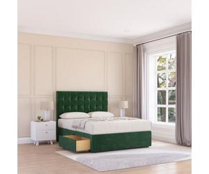Sloomy 6Ft Alabama Divan Bed Base Emerald Plush ,4 Drawers & 54" Floor Standing Headboard - Super King
