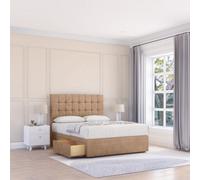 Sloomy 6Ft Alabama Divan Bed Base Sand Naples ,2 Drawers & 26" Struts Headboard - Super King