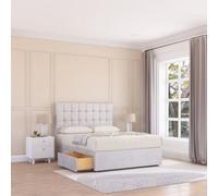 Sloomy 6Ft Alabama Divan Bed Base Silver Plush ,2 Drawers & 54" Floor Standing Headboard - Super King
