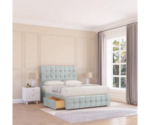 Sloomy 6Ft Berlin Divan Bed Base Silver Naples ,4 Drawers, 12" Footboard & 54" Floor Standing Headboard - Super King