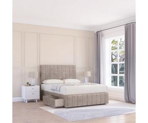 Sloomy 6Ft California Divan Bed Base Pebble Plush ,no Drawers, 12" Footboard & 54" Floor Standing Headboard - Super King