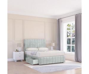 Sloomy 6Ft California Divan Bed Base Silver Naples ,4 Drawers, 12" Footboard & 54" Floor Standing Headboard - Super King