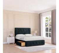 Sloomy 6Ft Cambridge Divan Bed Base Black Naples ,2 Drawers, 12" Footboard & 26" Struts Headboard - Super King