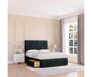 Sloomy 6Ft Cambridge Divan Bed Base Black Naples ,4 Drawers, 12" Footboard & 26" Struts Headboard - Super King