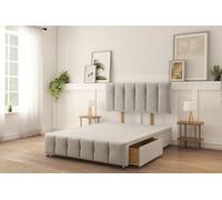 Sloomy 6Ft Cambridge Divan Bed Base Silver Plush ,2 Drawers, 12" Footboard & 26" Struts Headboard - Super King