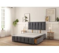 Sloomy 6Ft Cambridge Divan Bed Base Steel Plush ,4 Drawers, 12" Footboard & 26" Struts Headboard - Super King