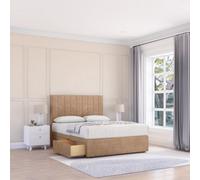 Sloomy 6Ft Kansas Divan Bed Base Sand Naples ,4 Drawers & 26" Struts Headboard - Super King