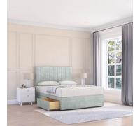Sloomy 6Ft Kansas Divan Bed Base Silver Naples ,4 Drawers & 54" Floor Standing Headboard - Super King
