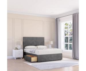 Sloomy 6Ft Manhattan Divan Bed Base Steel Plush ,2 Drawers & 54" Floor Standing Headboard - Super King