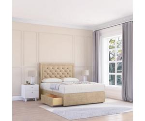 Sloomy 6Ft Montana Coniston Almond Memory Foam Bed Set With No Drawers Mattress & 26" Headboard - Super King