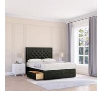 Sloomy 6Ft Montana Dumfries Graphite Memory Foam Bed Set With 2 Drawers, Mattress & 26" Headboard - Super King
