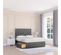 Sloomy 6Ft Montana Plush Steel Memory Foam Bed Set With 2 Drawers, Mattress & 26" Headboard - Super King