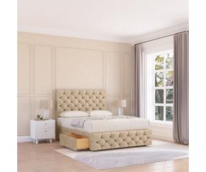 Sloomy 6Ft Watson Divan Bed Base Almond Coinston ,2 Drawers, 12" Footboard & 26" Struts Headboard - Super King