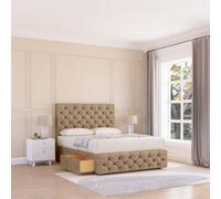 Sloomy 6Ft Watson Divan Bed Base Mink Naples ,no Drawers, 12" Footboard & 54" Floor Standing Headboard - Super King