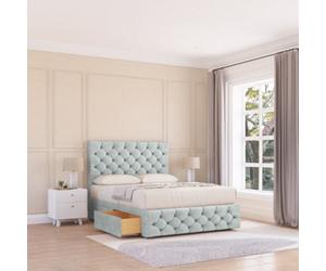 Sloomy 6Ft Watson Divan Bed Base Silver Naples ,2 Drawers, 12" Footboard & 26" Struts Headboard - Super King
