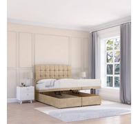 Sloomy Alabama Almond Coniston 3Ft Ottoman Bed End Opening With Sprung Memory Mattress & 26" Headboard-Single