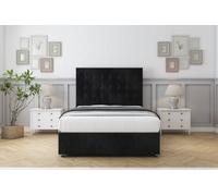 Sloomy Alabama Black Naples Divan Bed With Mattress 4 Drawers With 26" Strutted Headboard 5' King