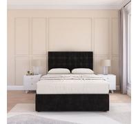 Sloomy Alabama Black Plush 5Ft Memory Foam Bed Set With No Drawers, Mattress & Headboard- King