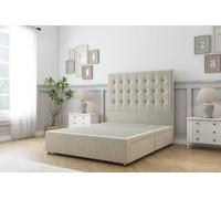 Sloomy Alabama Cream Plush Divan Bed Base 2 Drawers Foot-End With 26" Strutted Headboard 5' King