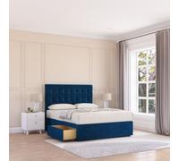 Sloomy Alabama Divan Bed Base 2 Drawers & 26" Struts Headboard in Navy | Size: Super King Sloomy Navy Super King