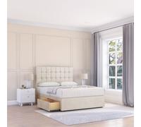 Sloomy Alabama Divan Bed Base 2 Drawers & 54" Floor Standing Headboard in Cream | Size: Super King Sloomy Cream Super King