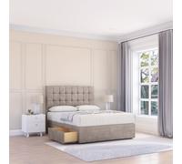 Sloomy Alabama Divan Bed Base 2 Drawers & 54" Floor Standing Headboard in Stone | Size: Super King Sloomy Stone Super King