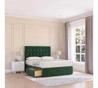 Sloomy Alabama Divan Bed Base 4 Drawers & 26" Struts Headboard in Emerald | Size: Super King Sloomy Emerald Super King
