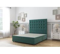 Sloomy Alabama Emerald Plush Divan Bed Base 2 Drawers Foot-End With 26" Strutted Headboard 6' Super King