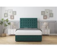 Sloomy Alabama Emerald Plush Divan Bed With Mattress No Drawers With 26" Strutted Headboard 6' Super King