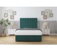Sloomy Alabama Emerald Plush Ottoman Bed Base With 26" Strutted Headboard 6' Super King