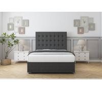 Sloomy Alabama Graphite Dumfries Divan Bed With Mattress 2 Drawers Same Side With 26" Strutted Headboard 6' Super King