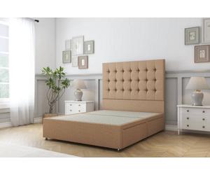 Sloomy Alabama Latte Dumfries Divan Bed Base 2 Drawers Foot-End With 26" Strutted Headboard 5' King