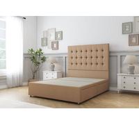 Sloomy Alabama Latte Dumfries Divan Bed Base No Drawers With 26" Strutted Headboard 4' Small Double