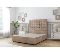 Sloomy Alabama Mink Naples Divan Bed Base No Drawers With 54" Floor Standing Headboard 5' King
