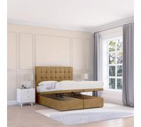 Sloomy Alabama Mink Plush 5Ft Ottoman Bed End Opening With Sprung Memory Mattress & 26" Headboard-King