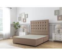 Sloomy Alabama Mink Plush Divan Bed Base 2 Drawers Same Side With 26" Strutted Headboard 5' King