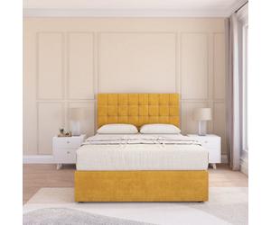 Sloomy Alabama Mustard Plush 5Ft Memory Foam Bed Set With No Drawers, Mattress & Headboard- King